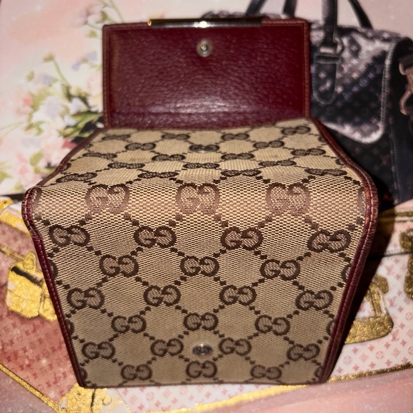 Gucci Marmont Signature GG Wallet Brown Leather Trim And Tan Canvas in Bag EUC 🚩 - Picture 6 of 10